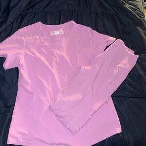 WonderWink Women's Pink Scrub Top and Pants Set